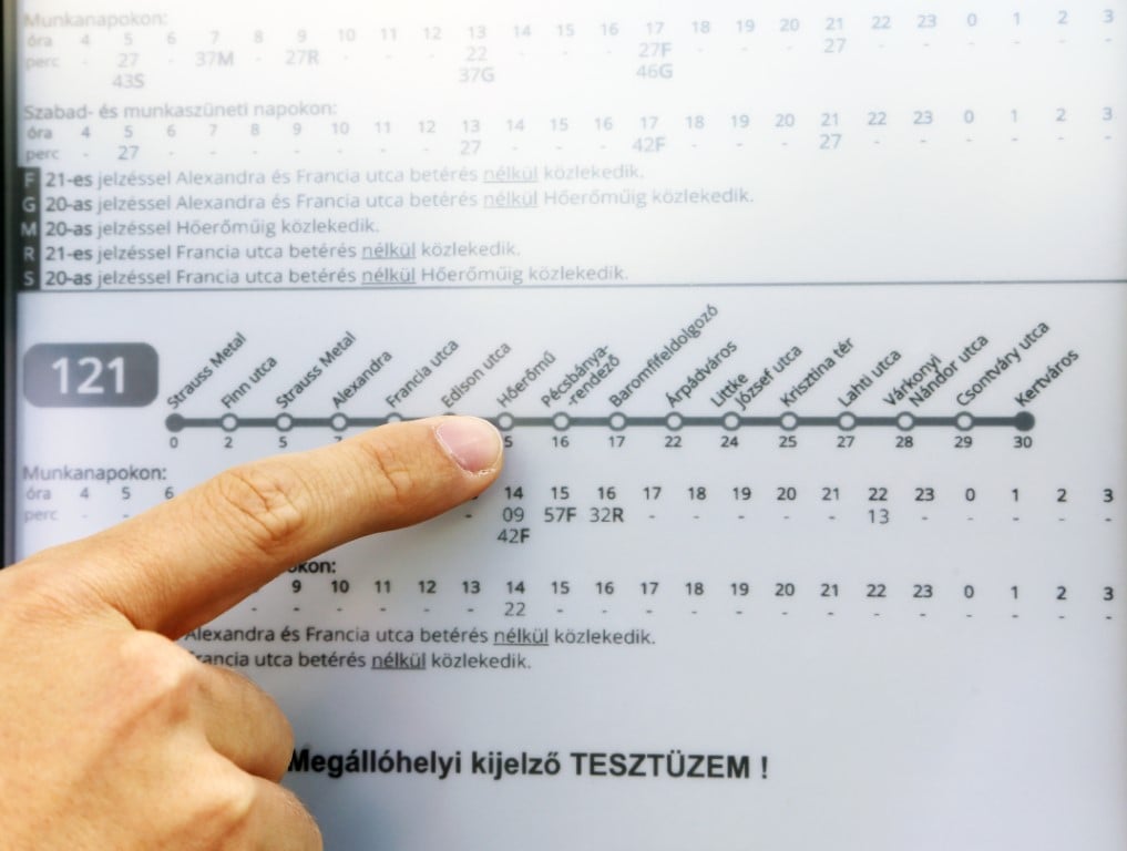 e-papír kijelző megállók